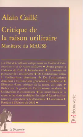 Read: Critique de la raison utilitaire Book