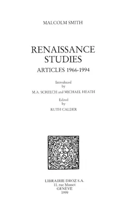 Read: Renaissance Studies Book : articles 1966-1994