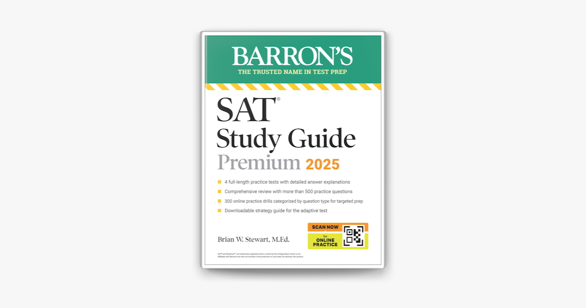 ‎SAT Premium Study Guide 2025 4 Practice Tests + Comprehensive Review