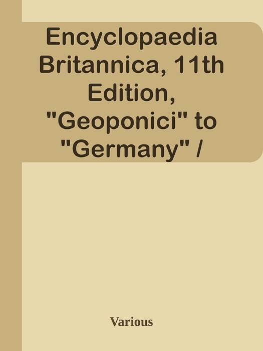 Encyclopaedia Britannica, 11th Edition,