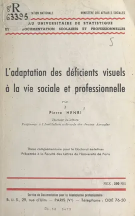 Read: L'adaptation des déficients visuels à la vie sociale et professionnelle Book