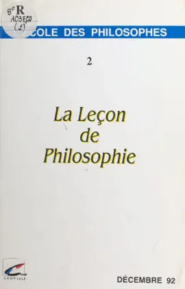 Read: Book La leçon de philosophie (2)