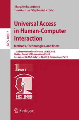 Read: Universal Access in Human-Computer Interaction. Methods, Technologies, Book and Users
