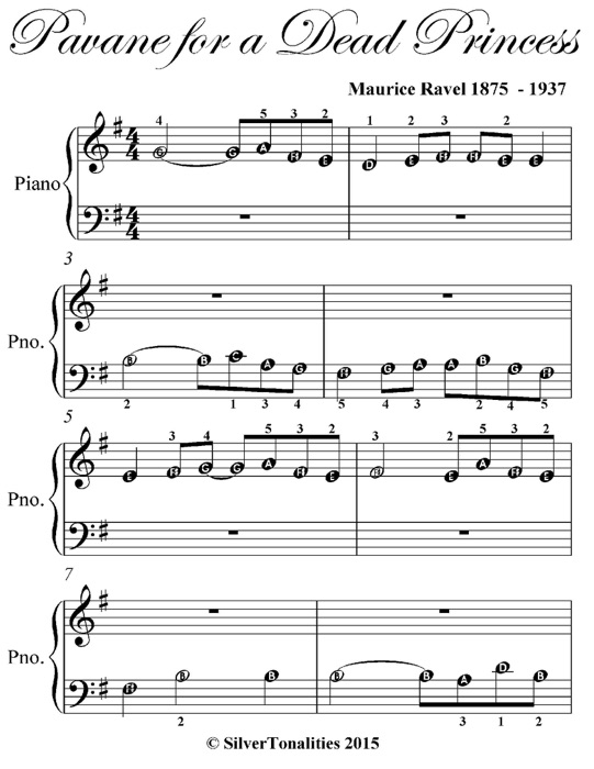 Pavane for a Dead Princess Beginner Piano Sheet Music