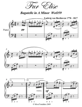Fur Elise Elementary Piano Sheet Music