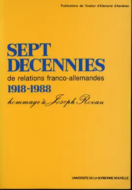 Read: Book Sept décennies de relations franco-allemandes 1918-1988