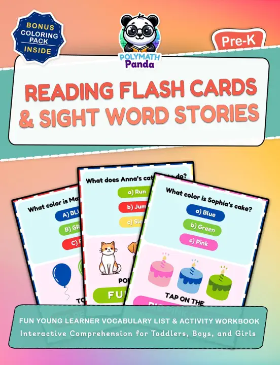Reading Flash Cards & Sight Word Stories for Pre-K: Fun Young Learner Vocabulary List & Activity Workbook  Interactive Comprehension for Toddlers, Boys, and Girls