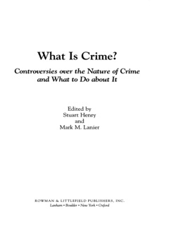 What Is Crime? by Stuart Henry & Mark M. Lanier