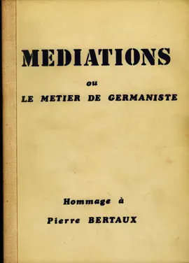 Read: Médiations ou le métier de germaniste Book