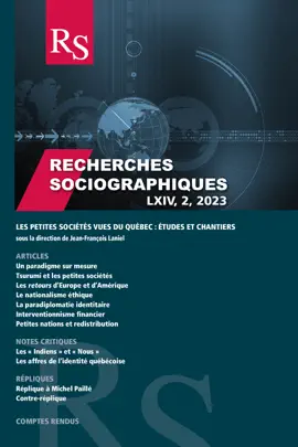 Recherches sociographiques. Volume 64, numéro 2, mai–août 2023, Les petites sociétés vues du Québec