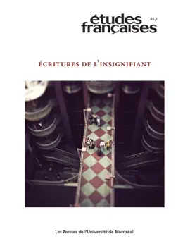 Études françaises. Volume 45, numéro 1, 2009