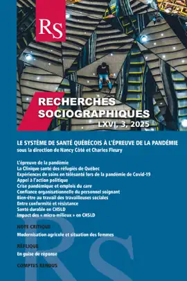 Read: Recherches sociographiques. Vol. 66 Book No. 3, Septembre-Décembre 2025