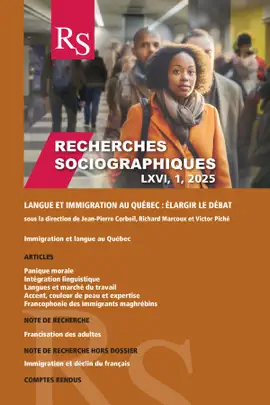 Read: Recherches sociographiques. Vol. 66 No. 1, Book Janvier-Avril 2025