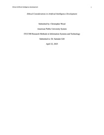 Ethical Considerations in Artificial Intelligence Development - Christopher Wood