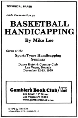 Read: Book Basketball Handicapping