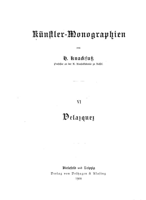 Künstler-monographien - Vi - Velasquez