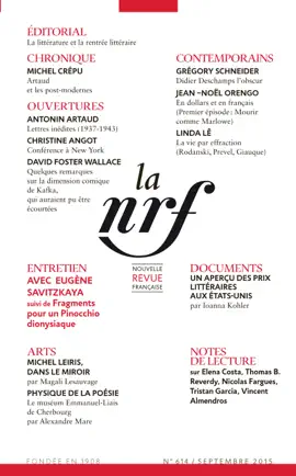 Read: La Nouvelle Revue Book Française N° 614