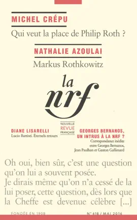 Read: La Nouvelle Revue Française N° 618 (Mai 2016) Book