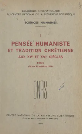 Read: Pensée humaniste et Book tradition chrétienne aux XVe et XVIe siècles