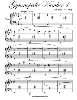 Gymnopedie Number 1 Satie Easy Intermediate Piano Sheet Music
