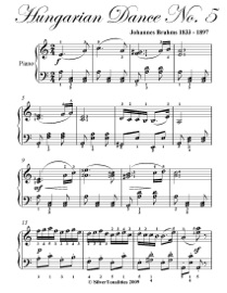 Hungarian Dance No. 5 Elementary Piano Sheet Music - Johannes Brahms