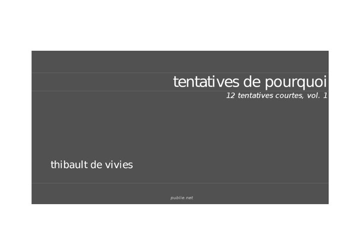 Tentatives de pourquoi, 12 tentatives courtes