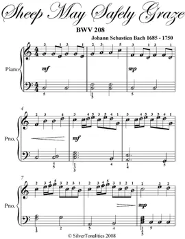 Sheep May Safely Graze Easy Piano Sheet Music