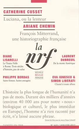 Read: Book La Nouvelle Revue Française N° 622 (Janvier 2017)