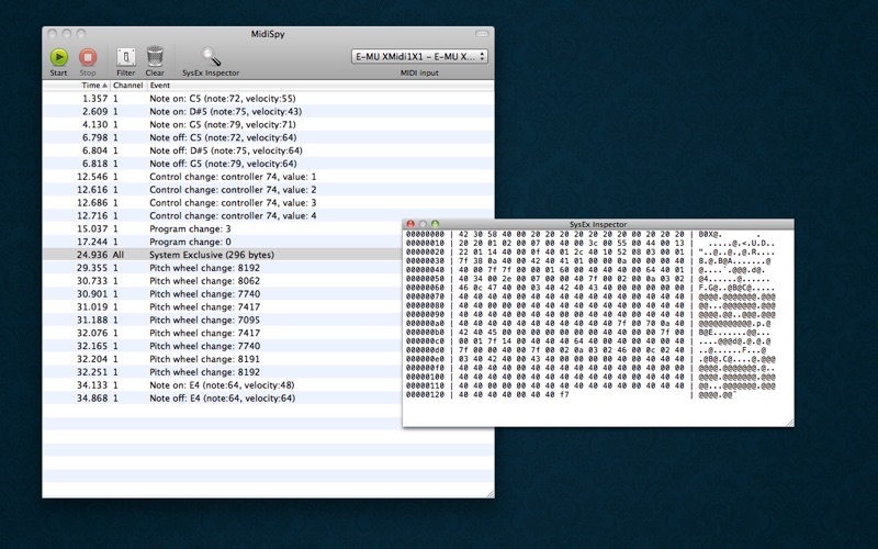 Screenshot #2 pour MidiSpy - Midi packet capturing and diagnostics tool