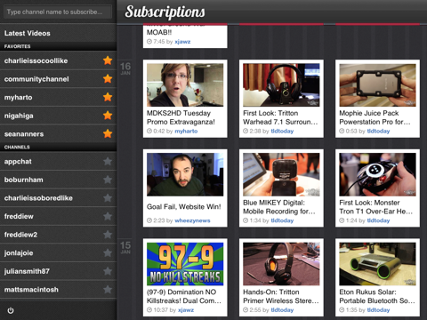 Subscriptions - Watch YouTube Subscriptions iPad screenshot 3 - Entertainment app