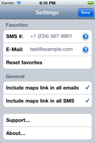 Send Location by SMS or Email screenshot