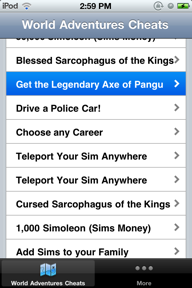 Cheats for Sims 3 World Adventures screenshot