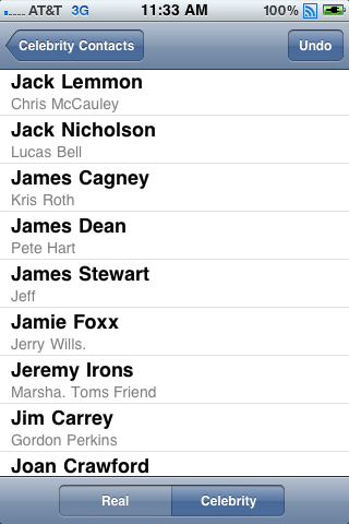iCelebrity Contacts iPhone screenshot 4 - Entertainment app