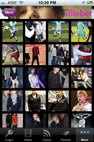 ~iBieber iPhone screenshot 3 - Music app