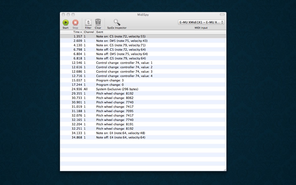MidiSpy - Midi packet capturing and diagnostics tool for Mac OS X - 1.1 - (macOS)
