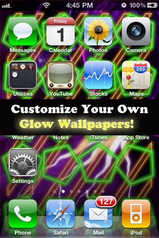 HD Glow Home Screen Designer For iPhone4(FREE)-Customize Your Home Screen