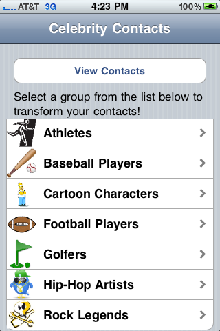 iCelebrity Contacts iPhone screenshot 1 - Entertainment app