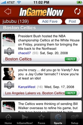 InGameNow iPhone screenshot 3 - Sports app
