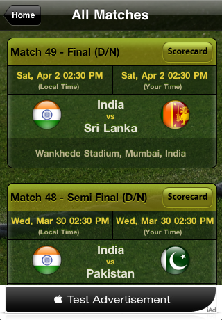 Cricket World Cup 2011 - History screenshot 4