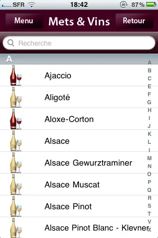 Capture d'écran de Mets - Vins sur iPhone 5