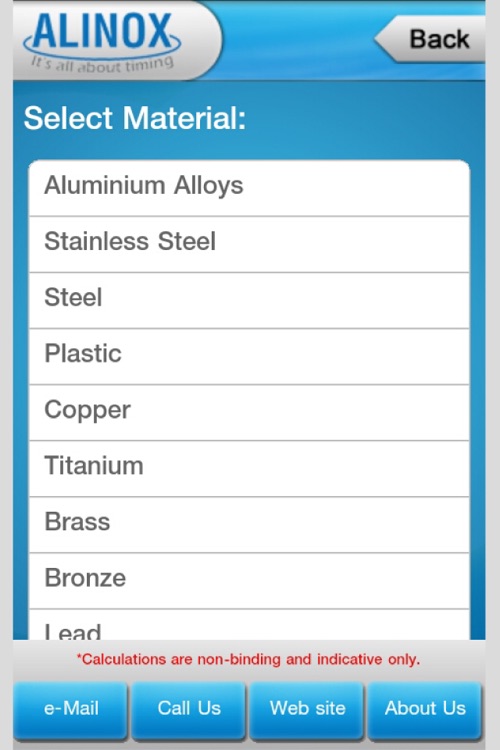 Alinox Metal Weight Calculator