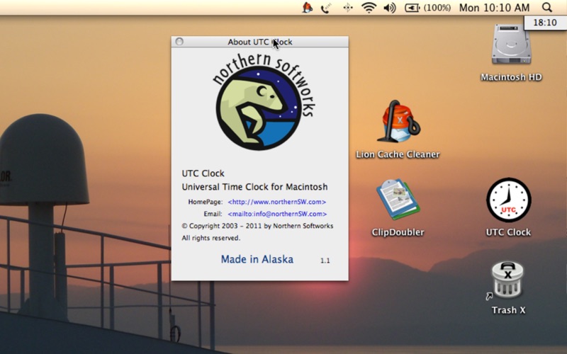 UTC Clock app screenshot
