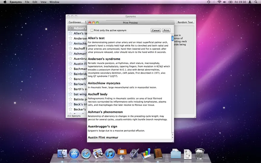 Captura de pantalla de Eponyms en iPhone 3