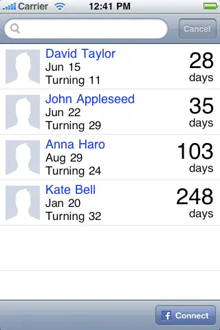 Birthdays for Facebook screenshot 1 of 1