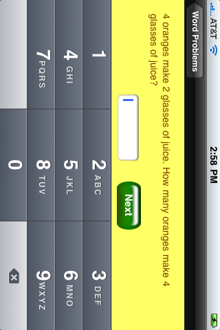 MathWordProblems iPhone screenshot