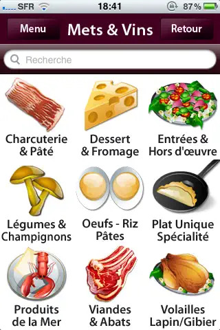 Capture d'écran de Mets - Vins sur iPhone 2