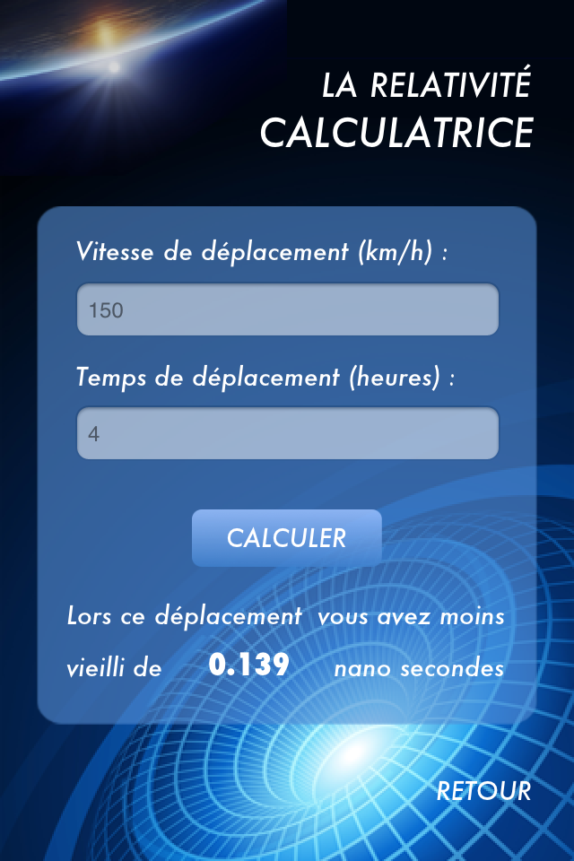 Calculatrice Relativiste screenshot 2