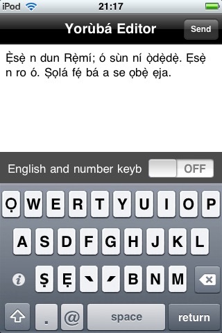 Yoruba Keyboard E-mail Editor