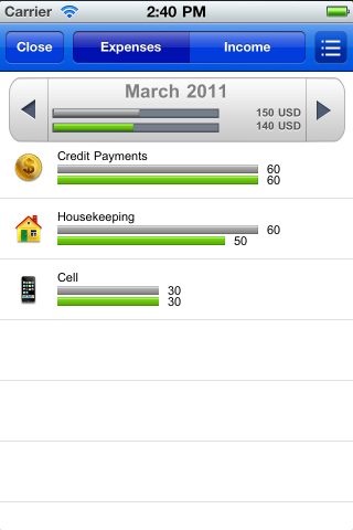 aFinance Budget Free iPhone screenshot
