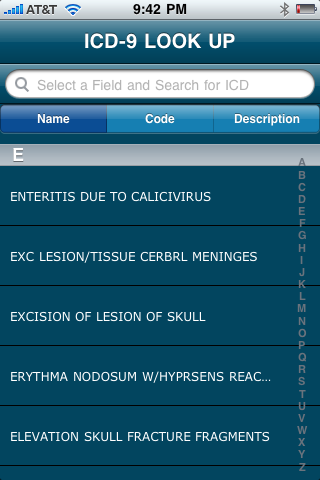 ICD-9 Lookup screenshot 3